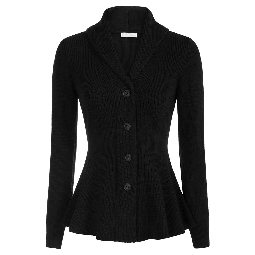 Black top peplum cardigan