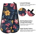 thumbnail image 2 of Yayeee Double Oven Mitt Kitchen Heat Resistant Baking 35" x7" Quilted Glove, Red Floral Flamingo, 2 of 6