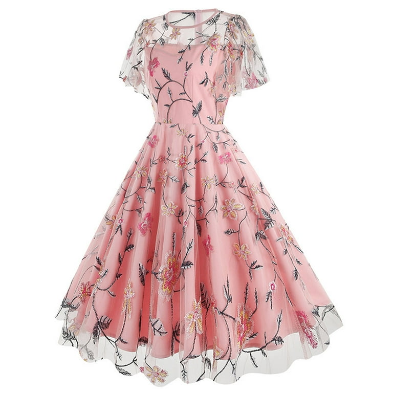 Vintage Mesh Embroidery Fluffy Evening Dress Vintage Mesh Embroidery Fluffy Evening Dress