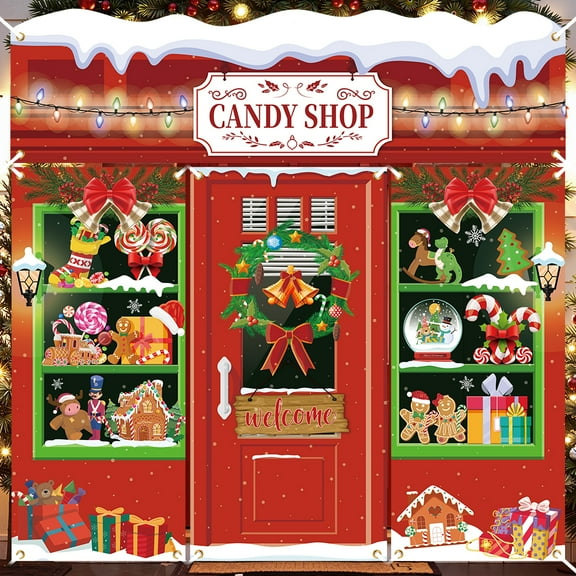 Christmas Party Porch door Banner Decorations,Christmas Candy Shop door Banner Decorations