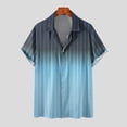 thumbnail image 2 of FRSASU Men's Vintage Bowling Shirts Hawaiian Casual Short Sleeve Button Down Stripe Printed Beach Shirt Summer Gradient Tops Blue, 2 of 5