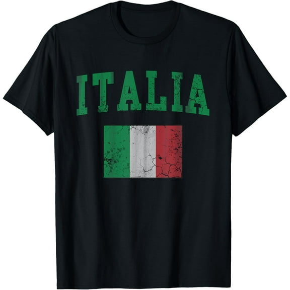 Vintage Italia Flag Italian T-Shirt T-ShirtMen and women, Black T-shirt, size: Extra large