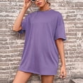 thumbnail image 2 of fatyb Robe T-Shirt à Manches Courtes Surdimensionnée pour Femme, Décontractée, Col Ras du Cou, Couleur Unie, Coupe Ample, Mini Robes, 2 of 3