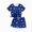 Deep Blue, variant on Lounge Sets for Women Pajamas 2 Piece Short Sleeve Top and Shorts Striped Casual Stars Sleepwear Outfits Sets with Drawstring Pockets, Deep Blue, XXL