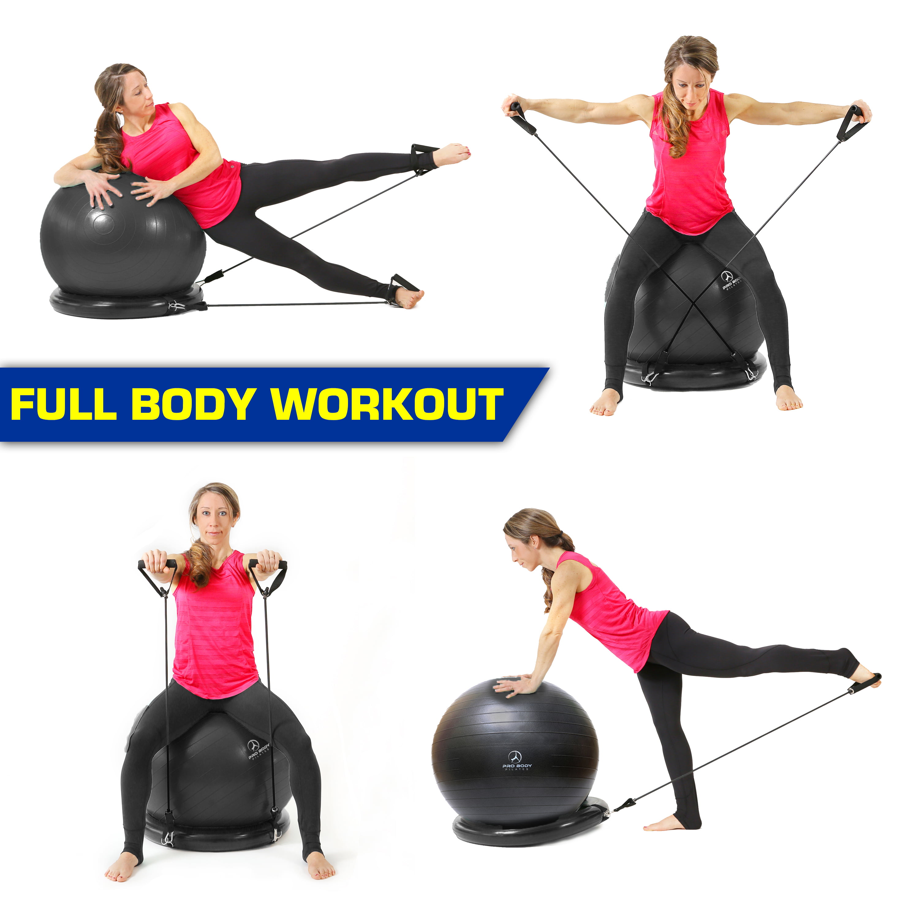 Equipment for Women and Men Improve Balance and Posture Premium Quality Ball Chair for Fitness NEUMEE Yoga Exercise Ball & Stability Base with Resistance Bands for Home Gym & Office