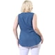 thumbnail image 5 of Women's Plus Size Shirts Denim V Neck Drawstring Waist Sleeveless Chambray Tops Blue 4X, 5 of 7