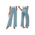 thumbnail image 3 of Women'S Wide Leg Lounge Pants with Pockets High Waisted Adjustable Tie Knot Loose Trousers Light Blue XL, 3 of 7