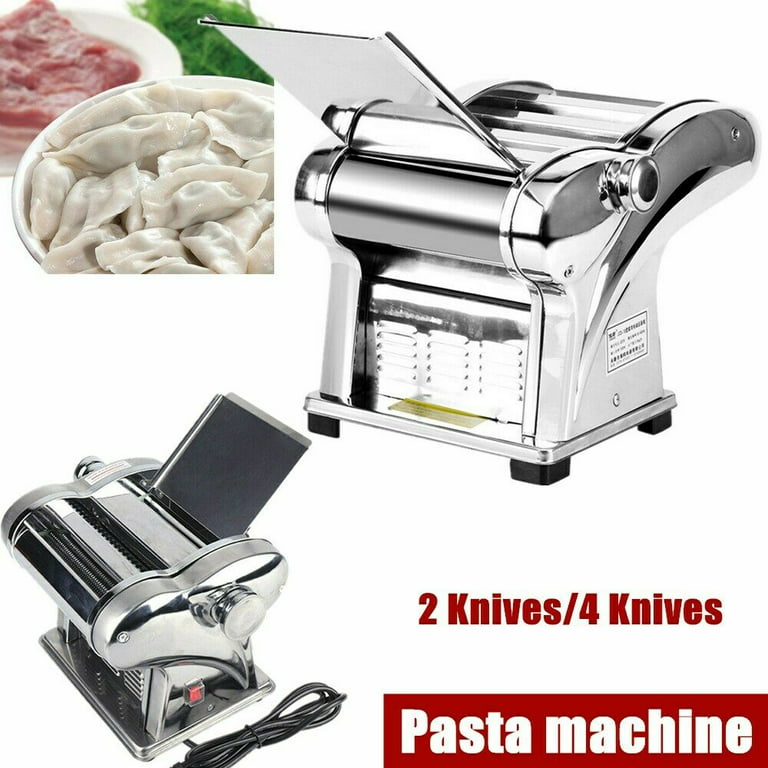 Anqidi Electric Noodles Machine 135W Commercial Silver Stainless Steel  6-Speed Adjustable Pasta Press Maker (4 Knives) 