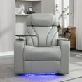 thumbnail image 2 of HSUNNS Power Motion Recliner with Cup Holders, Ambient Lighting, USB Charge Port, Hand in-Arm Storage and Bluetooth Speaker, Gaming Recliner Chair, Light Grey, 2 of 13