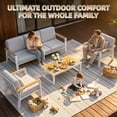 thumbnail image 4 of Aluminum Patio Furniture Set,5 Seat Outdoor Conversation Set with Thick Cushions and Coffee Table,Modern Metal Patio Sofa Set White, 4 of 7