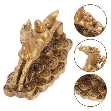 OFFIGAM Golden Horse Resin Figurine Sculpture Decorative Collectible Home Decor for Adults and Horse