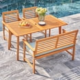 thumbnail image 4 of Waimea Honey 4-Piece Slatted Eucalyptus Wood Patio Dining Set with Bench and Cushion per SET, 4 of 6