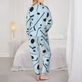 2 Piece Womens Pajama Sets hockey sticks pucks blue print Soft