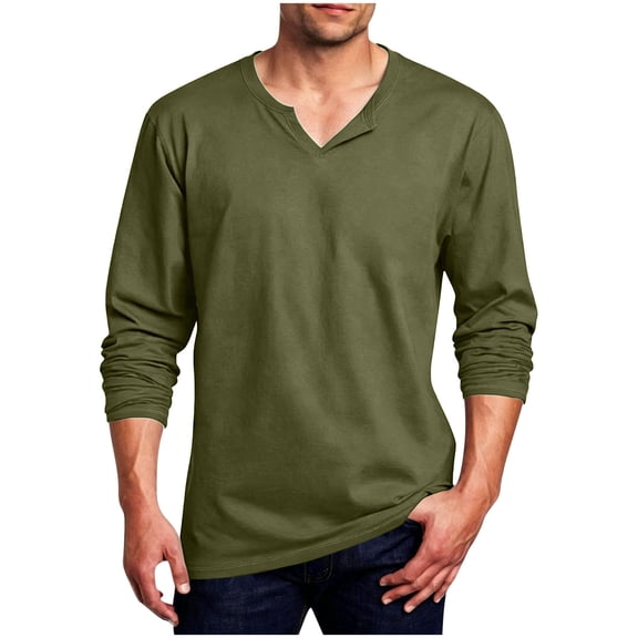Gytharion Plus Size Athletic Tshirts for Men Solid Color V Neck Long Sleeve Pullover Shirts Loose Breathable Workout Blouses