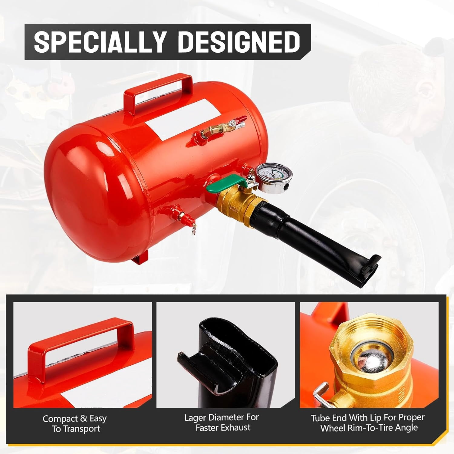 Ktaxon 5 Gallon Air Tire Bead Blaster Seater, Wheel Seating Tool Inflator Tank for Truck ATV, 85-116PSI Operating Pressure, Red