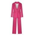 thumbnail image 3 of Jinhomg Women's 2 Piece Outfits 2 Piece Summer Blazer Sets Dressy Casual Open Front Lapel Collar Blazer Jacket with Slim Fit Pants Hot Pink XL, 3 of 7