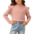 thumbnail image 4 of Bovxnpu Girls Long Sleeve Shirts Undershirts Girls Heart Print Long Sleeve Floral Base Layer Pullover Top Outfits, 4 of 6
