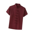 thumbnail image 4 of yuksok China Clothes Tang Shirt Short Sleeves Fashionable Wear Uniform Kung Fu Clothing Red, 4 of 9