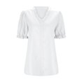 thumbnail image 4 of CAICJ98 T Shirts for Women Elegant Short Sleeve Lace V Neck Shirt Summer Tops Solid Blouses for Women Trendy Basic Tee White,L, 4 of 5