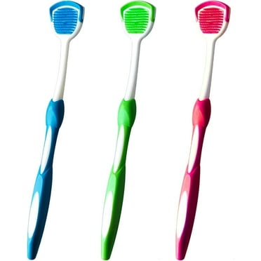 Tongue Brush, Tongue Scraper, Tongue Cleaner, Tongue Scraper Brush, Tongue Cleaner Brush, Tongue Brushes Helps Fight Bad Breath, 3 Tongue Scrapers, 3 Pack (Blue&Green&Red)