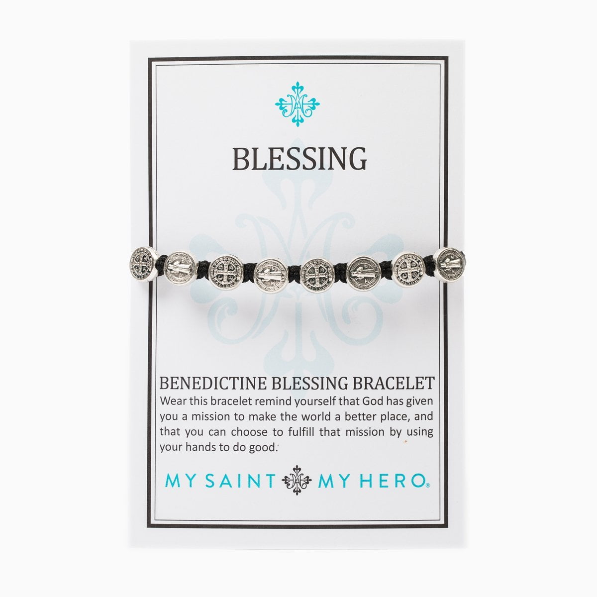 My Saint Hero Benedictine Blessing Bracelet My Saint Hero Benedictine Blessing Bracelet Black Silver