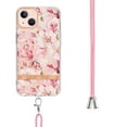 thumbnail image 3 of For iPhone 14 Case with Crossbody Lanyard, Cute Flower Patterned Shockproof Cover with Hybrid Soft Crystal TPU Bumper, Adjustable Shoulder Neck Girls Women For iPhone 14,Pink, 3 of 7