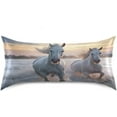 thumbnail image 3 of GZHJMY Satin Pillowcase for Hair and Skin Breathable Slip-Cool, Wrinkle-Resistant Soft and Smooth 20x30In Single Side Envelope Opening Without Zipper Horses Running Sunset, 3 of 7