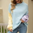 thumbnail image 2 of BXINGOHAI Trendy Sweaters for Women Patchwork Long Sleeve Pullover Shirts Loose Fit Crewneck Sweater 2024 Outdoor Daily Tops Blue,S, 2 of 6