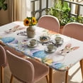thumbnail image 3 of Happy Easter Table Cloths for 5 Foot Rectangle Tables, Spring Watercolor Bunny Eggs Flowers Patio Waterproof Elastic Fitted Tablecloths, Washable Rectangular Table Cover for Camping, 3 of 8