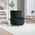thumbnail image 4 of Swivel Barrel Chair, Modern Round Accent Arm Chairs, Upholstered Comfy 360 Degree Swivel Single Circle Club Sofa Chair Velvet Fabric Chair for Living Room, Bedroom, Office, Waiting Rooms, Black, 4 of 9