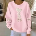 thumbnail image 2 of Taqqpue Women Valentine Day Sweatshirt Love Heart Printed Pullover Sweatshirt Cute Long Sleeve Crew Neck Casual Plus Size Top for Women, 2 of 5