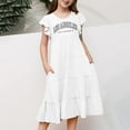 thumbnail image 4 of Wdgfv Girls Summer Flowy A-Line Dress Double Layer Flutter Sleeve Gradient Midi Casual Boho Tween Dresses for Kids 6-15 Years White 14-15 Years, 4 of 7