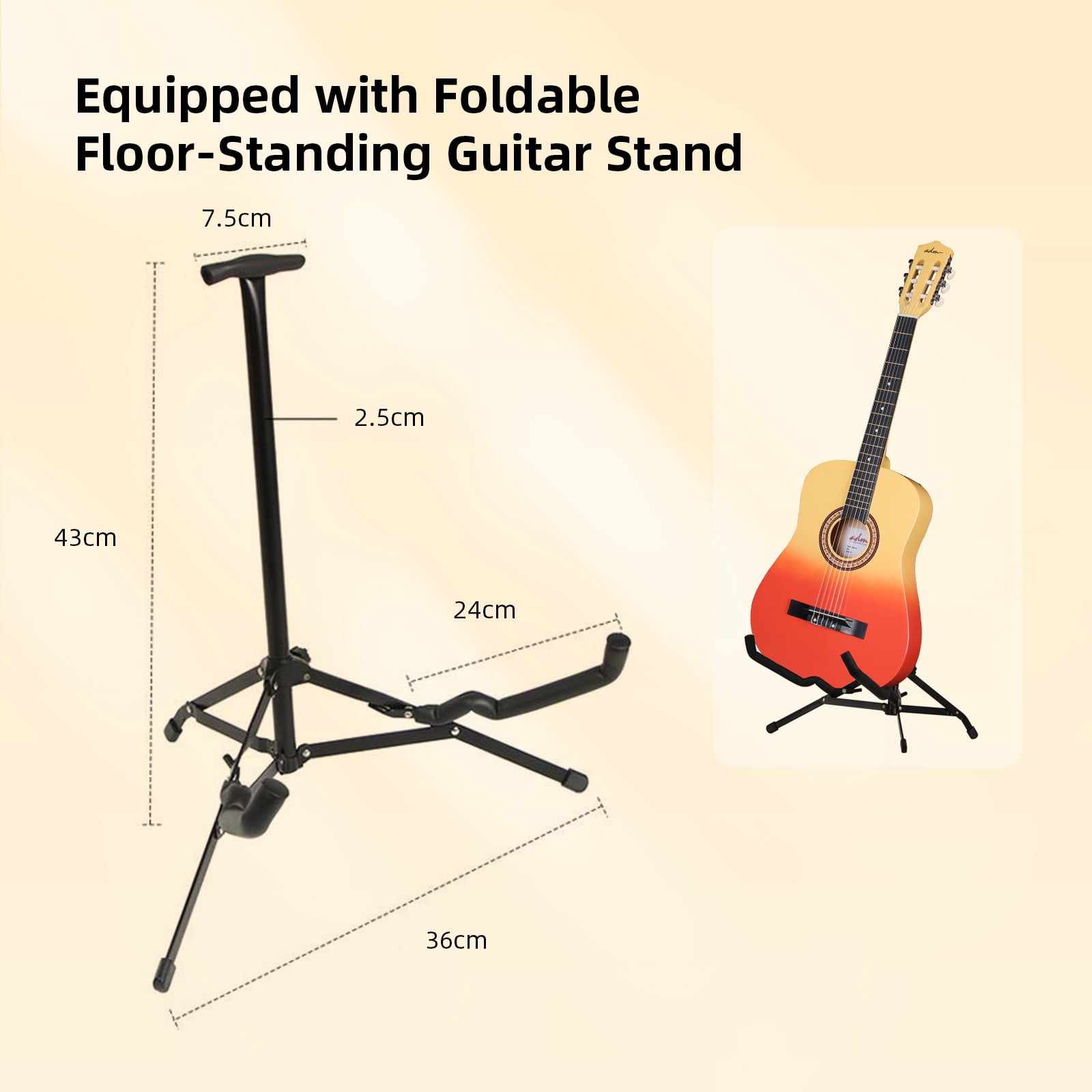 ADM Acoustic Guitar for Adults & Kids, 38" Travel Guitar Kit (Sunburst)