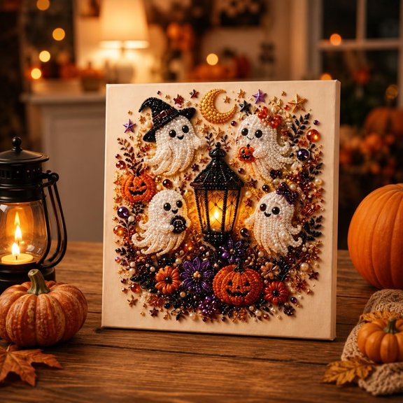 Halloween Ghost Pearl Art Diy Kit, Halloween Pearl Art Diy Kit Set | Halloween Theme, Ghost Design, DIY Activity, Art Craft Kit, Pearl Art, for Adults
