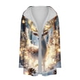 thumbnail image 4 of Cárdigan para mujer, blusa informal de manga larga con estampado y bolsillo, cárdigan con capucha, abrigo holgado de algodón de imitación para mujer, 4 of 4