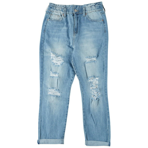 stel je voor lelijk Reden YMI Juniors Dream Collection Paperbag Rolled Cuff Jeans Medium Blue -  Walmart.com