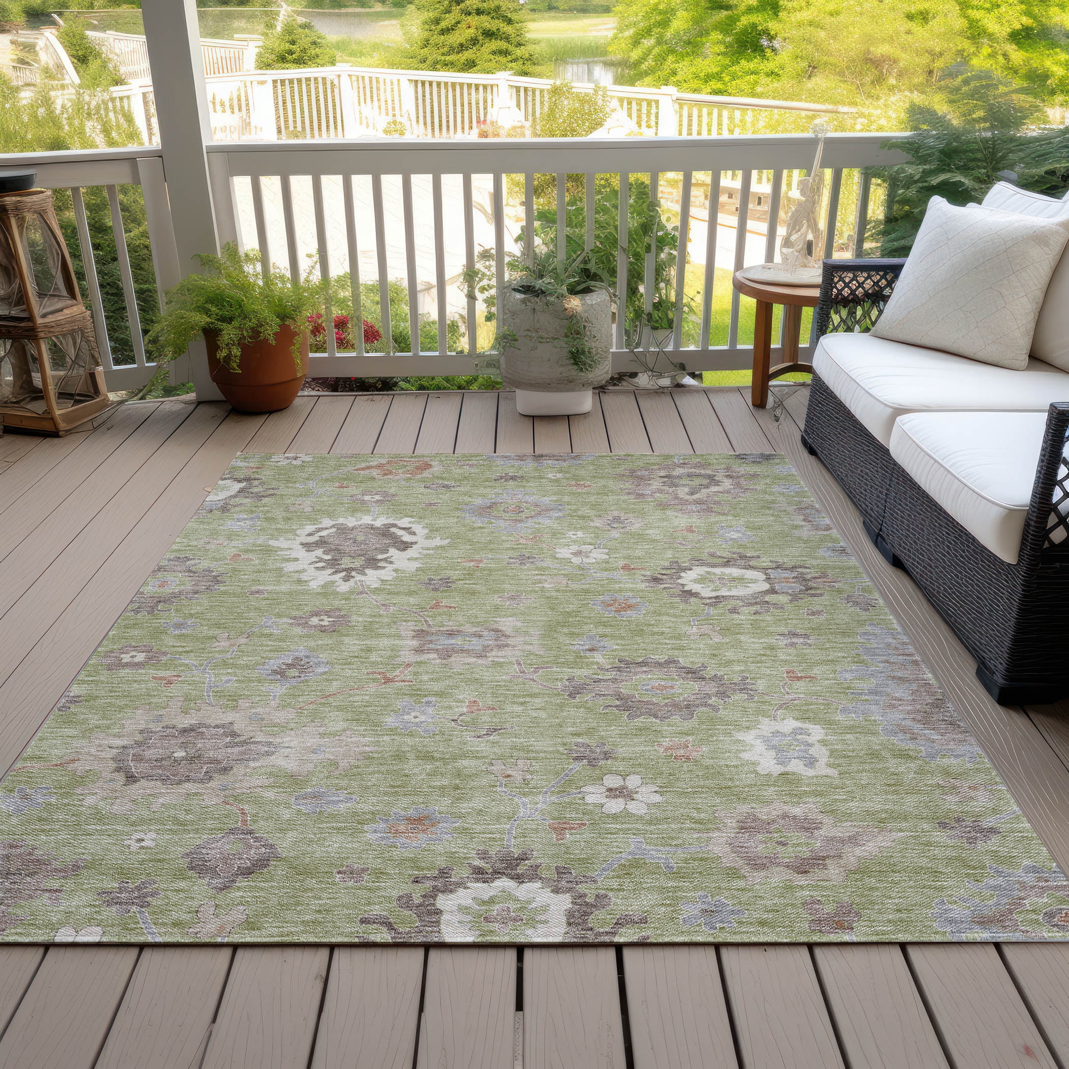 Addison Rugs Chantille Indoor/Outdoor Traditional Oushak Aloe Washable Rectangle Rug, 9' x 12'
