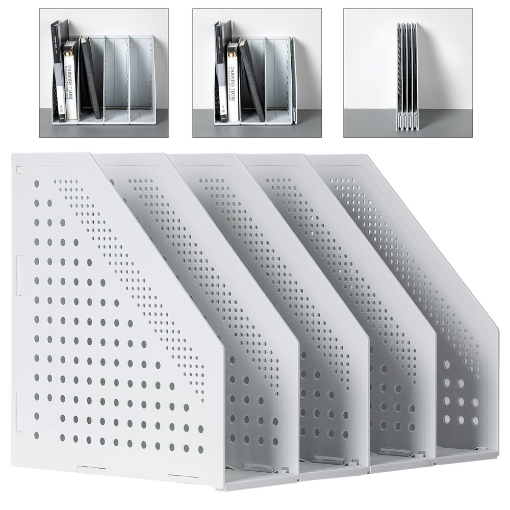 Deli Magazine File Holder Collapsible Magazine Rack Desk Organizer for Organization and Storage