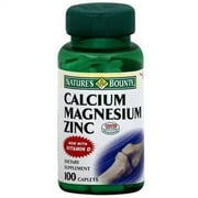 Nature's Bounty Mineral Supplement Caplets, Calcium Magnesium Zinc, 100 CT (Pack of 3)
