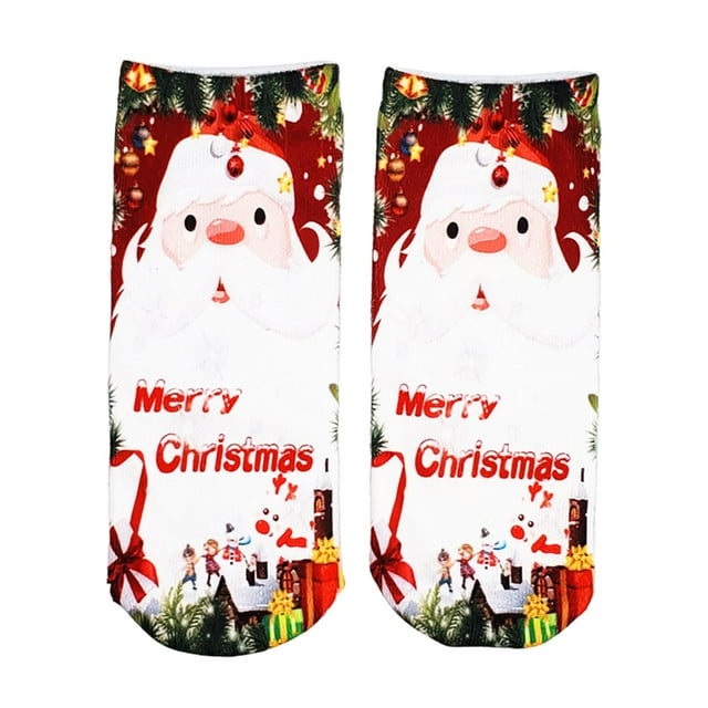 1 calcetines tobilleros, calcetín corto de Navidad, Papá Noel, , alce, Navidad para regalos Regalos de santa Hugo calcetines de dibujos animados para mujer
