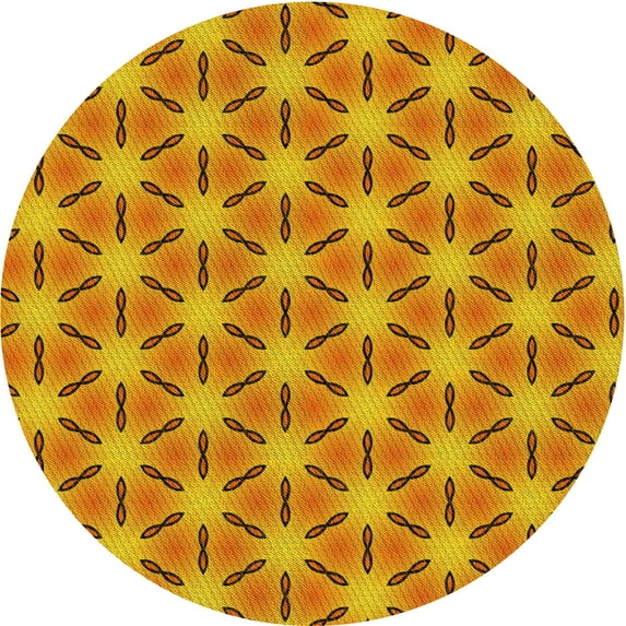 Ahgly Company Indoor Round Patterned Mahogany Brown Area Rugs, 7' Round