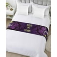 thumbnail image 5 of Xipuska Halloween Bed Runners for Queen Size Bed, Decorative Bed Throws for Foot of Bed, Horror Pumpkins Halloween Skull Gnomes Purple Bed Runner Sofa Throw Bedding Scarf Slipcover for Bedroom, 5 of 6