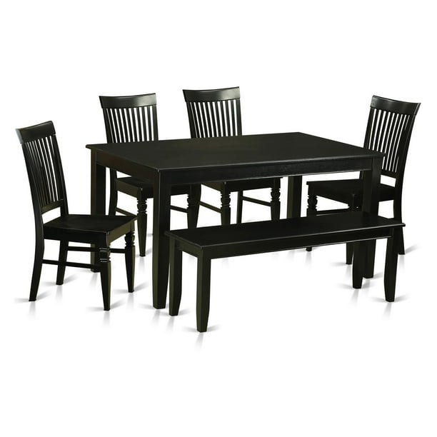 East West Furniture Dudley 6 Piece Rectangular Dining Table Set with