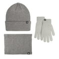 thumbnail image 1 of MIASHUI Winter Outdoor Warm Cold Protection Hat, Scarf, and Gloves Three-Piece Set, Striped Knit Scarf for Women Grey, 1 of 9