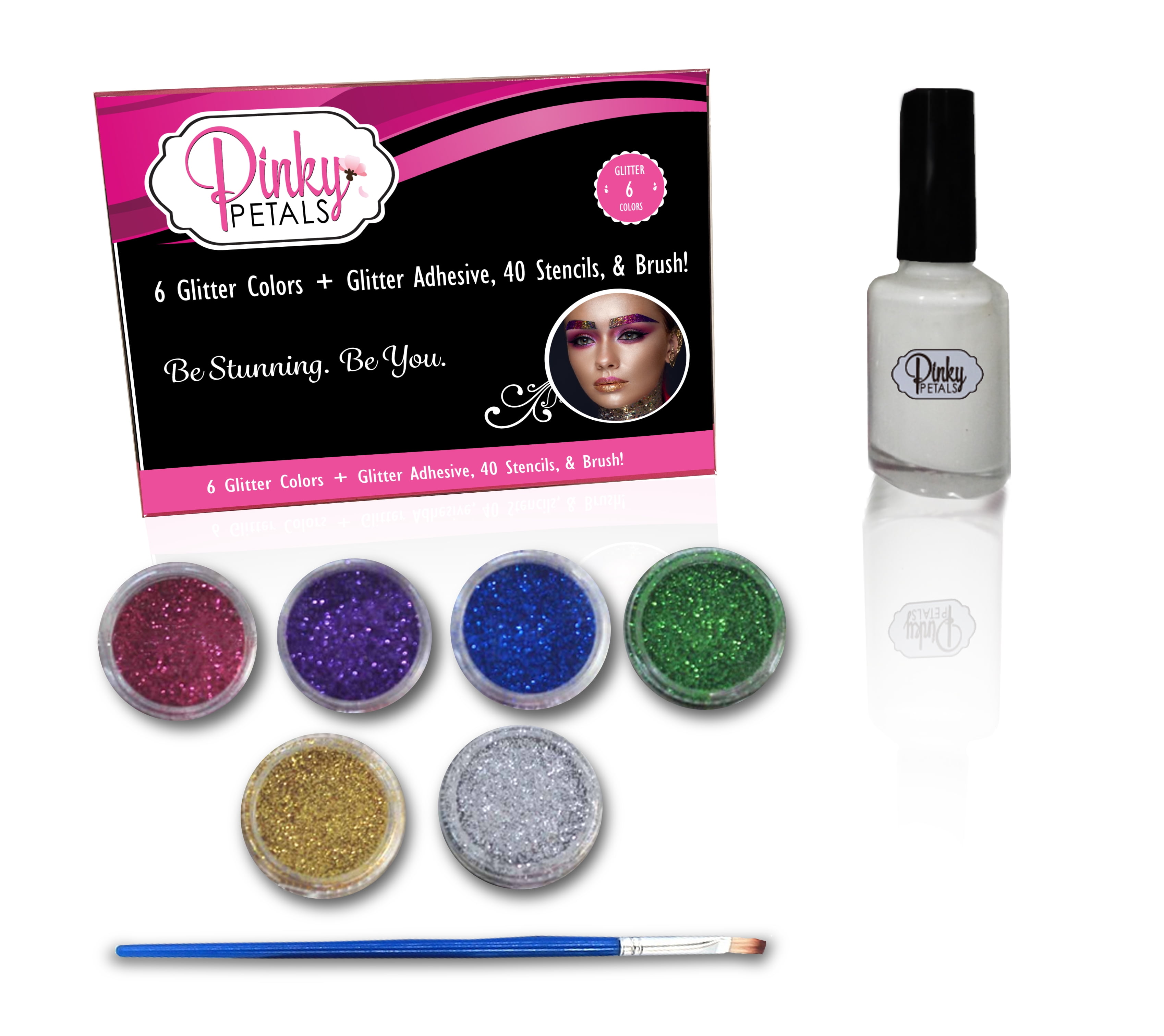 Glitter with Glitter Glue and 40 Stencils for Face and Body Paint 6