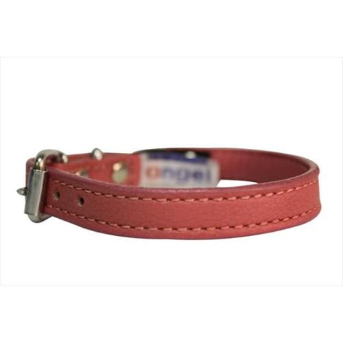Handmade Genuine Leather Bubblegum Pink Alpine Safety Cat Collar | 12" x 1/2" | for Kittens and Smaller Cats | Adjustable Buckle | Elastic Stretch Safety | Angel Pet Supplies | Kitty Collar