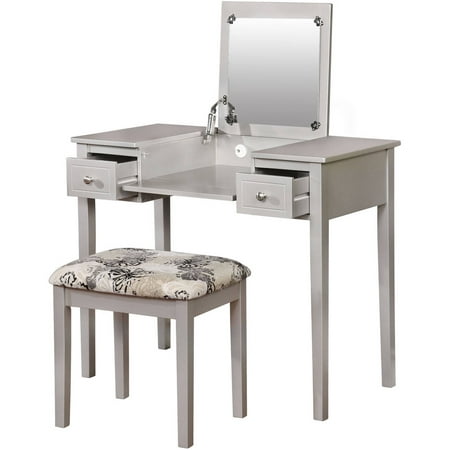 Linon Home Butterfly Vanity Set with Flip Top Mirror and Stool, Multiple