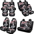 thumbnail image 3 of Jeiento Wolf Car Seat Cover Set Auto Interior Seat Accessories Headrest Covers, Keychain, Gear Shift Cover Handbrake Cover, American Flag Cup Coaster, 11pcs Automobile Seat Cover Sets, 4Th of July, 3 of 7