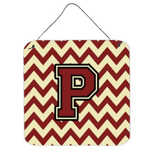 Letter P Chevron Maroon & Gold Wall or Door Hanging Prints
