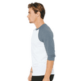 thumbnail image 4 of BELLA + CANVAS Men's Baseball T-Shirt, 3/4 Sleeve Raglan Tee, Soft Cotton Blend, White/ Denim, L, 4 of 5